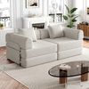 Schlafsofa mit Ablagefach & Stahlrahmen, wandelbarer Einzelsitz Sofa Bett mit rutschfester Unterlage,2-Sitzer,khaki Bild 2