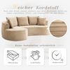 LVHOM Ecksofa L-Form, Cloud Sofa mit Tassenhalter und Seitentaschen, 3-Sitzer Sofa aus Cordstoff, kein Aufbau erforderlich, 250x152cm, Khaki Bild 5