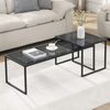 Satztisch Glas Metall 2er Set Modern Couchtisch Schwarz Bild 2