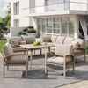 Merax Garten-Lounge-Set mit verstellbaren Beine und Sitz- und Rückenkissen, Polyester / Metall Beige, 8 Personen Bild 3