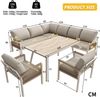 Merax Garten-Lounge-Set mit verstellbaren Beine und Sitz- und Rückenkissen, Polyester / Metall Beige, 8 Personen Bild 4