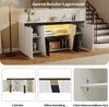 Sideboard 140 cm mit Hochglanz-Fronten, 4-türiger Wohnzimmerschrank mit LED-Lichtleiste, Stauraummöbel in Weiß und Schwarz Bild 4