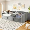 Simurq Daybett Schlafsofa 90/180x200 cm, Ausziehbett, Gästebett, Tagesbett, Mit Unterbett, Lattenrost, Samt, Platzsparend, Samt, Grau Bild 3