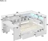 Stauraumbett mit Schreibtisch und LED-Beleuchtung (140x200cm, Lattenrost, Regal, Schubladen, USB und Steckdosen), Doppelbett, Holzbett Bild 4