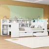 Stauraumbett mit Schreibtisch und LED-Beleuchtung (140x200cm, Lattenrost, Regal, Schubladen, USB und Steckdosen), Doppelbett, Holzbett Bild 2