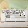 Stauraumbett mit Schreibtisch und LED-Beleuchtung (140x200cm, Lattenrost, Regal, Schubladen, USB und Steckdosen), Doppelbett, Holzbett Bild 3