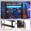 Hochbett mit RGB LED-Streifen, Regal, Schreibtisch, Schubladen und Wandgitter, 90x200 cm, Treppe mit offenem Kleiderschrank, Kinderbett, Metallbett Bild 4