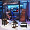 Hochbett mit RGB LED-Streifen, Regal, Schreibtisch, Schubladen und Wandgitter, 90x200 cm, Treppe mit offenem Kleiderschrank, Kinderbett, Metallbett Bild 3