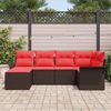 vidaXL Gartensofa-set mit Kissen 6 pcs Braun Poly-Rattan 3345434 Bild 3