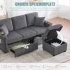 LVHOM Modulares Ecksofa mit LED und USB, 3-Sitzer Sofa mit Sitzhocker und Schubladen, Polstersofa Cordstoff Bild 4