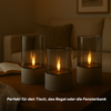 Brilliant Bougie LED-Kerzen 3er-Set - Grau/Rauchglast, warmweiß flackernd, 10 cm,12,5 cm,15 cm, batteriebetrieben, Dekoration für drinnen & draußen Bild 4
