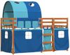 vidaXL Etagenbett mit Vorhängen Blau 90x190 cm Massivholz Kiefer 3284040 Bild 3