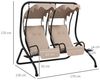 Outsunny Hollywoodschaukel mit Becherhalter, Sitzkissen, Sonnendach, belastbar bis 220kg, 2-Sitzer, mit Sonnendach, 2-Sitzer Gartenschaukel, 1 tlg, Schaukelbank, für Garten, Terrasse, 170 x 136 x 170 cm, Beige Bild 2