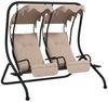 Outsunny Hollywoodschaukel mit Becherhalter, Sitzkissen, Sonnendach, belastbar bis 220kg, 2-Sitzer, mit Sonnendach, 2-Sitzer Gartenschaukel, 1 tlg, Schaukelbank, für Garten, Terrasse, 170 x 136 x 170 cm, Beige Bild 4