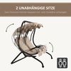 Outsunny Hollywoodschaukel mit Becherhalter, Sitzkissen, Sonnendach, belastbar bis 220kg, 2-Sitzer, mit Sonnendach, 2-Sitzer Gartenschaukel, 1 tlg, Schaukelbank, für Garten, Terrasse, 170 x 136 x 170 cm, Beige Bild 3