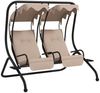 Outsunny Hollywoodschaukel mit Becherhalter, Sitzkissen, Sonnendach, belastbar bis 220kg, 2-Sitzer, mit Sonnendach, 2-Sitzer Gartenschaukel, 1 tlg, Schaukelbank, für Garten, Terrasse, 170 x 136 x 170 cm, Beige Bild 5