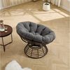 BBG Gartensessel Papasan Sessel mit 360° Drehfunktion, ergonomischer (Rattan Lounge Sessel mit extra dickem Kissen,Indoor Outdoor Drehsessel), bequemer Lesesessel für Wohnzimmer & Balkon Bild 4