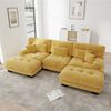 Modulares Sofa aus Chenille 145x313x81 cm mit beweglichen Ottomanen, gelb Bild 3