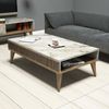 Dmora Wohnzimmertisch Atrani, Niedriger Wohnzimmertisch, Kaffeeregal, Couchtisch für Sofa, 105x60h35 cm, Walnuss und Weiß Bild 2