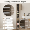 Badezimmerschrank mit Beleuchtung & Schublade & 3 Glasablagen Schmaler Badschrank Grau Bild 3