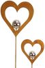 2er Set Herzstecker Silberkugel Blumenstecker Pflanzen Blumen Beet Dekoration Bild 3