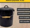 KARL KRÜGER Eimer mit Deckel 10 l 32cm Ø25cm emailliert schwarz gesprenkelt Bild 4