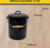 KARL KRÜGER Eimer mit Deckel 10 l 32cm Ø25cm emailliert schwarz gesprenkelt Bild 3