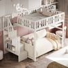 Merax Hochbett Etagenbett für Kinder 140*200 mit Treppe, Kinderbett aus Massivholz mit Sicherheitsgeländer, Stern- und Monddekoration, Weiß Bild 2