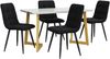 Esstisch 117x68x75 cm rechteckig MDF mit 4 Samtstühlen, Golden-Schwarz, modernes skandinavisch-funktionales Design,Weiß und goldenes schwarzes Bild 5
