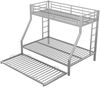 Etagenbett, Metallbett mit ausziehbarem Bett,mit Leiter auf beiden Seiten für Kinder, Jugendliche, Erwachsene, einfach zu montieren, 90140x200cm, Silber Bild 4