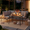 Merax Gartenlounge-Set 3-tlg. für 4 Personen, Balkonmöbelset Gartenmöbelset aus Seil, Tisch mit Kunststoffplatte, Terassenmöbel Sofagarnitur, Grau Bild 2
