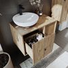 Roomart GUSTO-I-75 Badmöbel Set– 4-teiliges Badezimmermöbel Set - Waschbeckenunterschrank mit Keramikwaschbecken, Spiegelschrank & Hochschrank - H 45 x B 45 x T 75 cm • Eiche Bild 5