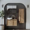 Roomart GUSTO-I-75 Badmöbel Set– 4-teiliges Badezimmermöbel Set - Waschbeckenunterschrank mit Keramikwaschbecken, Spiegelschrank & Hochschrank - H 45 x B 45 x T 75 cm • Eiche Bild 2