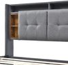 Polsterbett 140x200 cm mit Stauraum-Kopfteil, LED-Lichtstreifen und USB-Ladestation, Rahmen aus Holzmaterial, Grau Bild 4