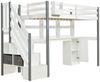 KLAM HOME Etagenbett Halbhohes Bett, Mit Stoff-Aufbewahrungsbox, Reichlich Stauraum (Jugendbett mit Schreibtisch und Schließfächern, Kiefer+MDF, 90x200 cm), für Kinder- & Jugendzimmer, ohne Matratze Bild 2