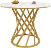 Runder Esstisch H 76 x T 80 x B 80 cm, MDF-Tischplatte in Weiß mit goldfarbenen Metallbeinen，Weiß und Golden Bild 5