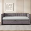 Rolanstar Ausziehbares Schlafsofa mit Lattenrosten, 90/180x200 cm, Samtstoff, Dunkelgrau Bild 3