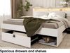 MEBLINI Funktionsbett 180x200 – SMARTEE mit Lattenrost und Matratze – Weiß/Schwarz - Schrankbett mit LED - Bett mit Stauraum - Doppelbett mit Schubladen - Stauraumbett - Bettkästen mit Aufbewahrung Bild 2