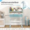 Höhenverstellbarer Schreibtisch mit Neigbarer Tischplatte &Schublade &Regal Kinder Studiertisch Blau Bild 4