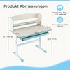 Höhenverstellbarer Schreibtisch mit Neigbarer Tischplatte &Schublade &Regal Kinder Studiertisch Blau Bild 2