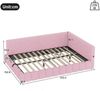 Polsterbett 140×200 cm aus Vliesimitat-Stoff mit LED-Beleuchtung, Stauraum und USB-C-Anschluss, rosa Bild 4