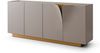 KAWOLA Sideboard EMMA Kunstleder grau Fuß Edelstahl messingfarben 78 x 42 x 180 cm Bild 3