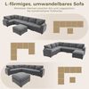 Merax Ecksofa XXL U-/L-Form Modulsofa 7-Sitzer Sofa mit Hocker, 274,5 x 210,5 x 85,5 cm 1 Teile, Cord Ecksofa Wohnlandschaft mit Kissen, flexibel kombinierbar Couch Bild 4