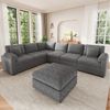 Merax Ecksofa XXL U-/L-Form Modulsofa 7-Sitzer Sofa mit Hocker, 274,5 x 210,5 x 85,5 cm 1 Teile, Cord Ecksofa Wohnlandschaft mit Kissen, flexibel kombinierbar Couch Bild 2