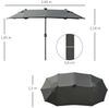 Outsunny Sonnenschirm Doppelsonnenschirm mit verstellbarem Neigungswinkel, LxB: 292x150 cm, Gartenschirm, Marktschirm, Grau, Stahl Bild 2