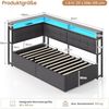 MSMASK Polsterbett Daybett, Jugendbett mit LED-Beleuchtung, Ladefunktion, Zweistöckiges Ablagefach Bild 2