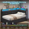 MSMASK Polsterbett Daybett, Jugendbett mit LED-Beleuchtung, Ladefunktion, Zweistöckiges Ablagefach Bild 3