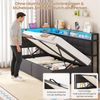 MSMASK Polsterbett Daybett, Jugendbett mit LED-Beleuchtung, Ladefunktion, Zweistöckiges Ablagefach Bild 4