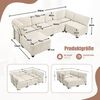 Sofa 308x154x81,99 cm in Beige, Cord, modular als U- oder L-Form, mit Schlaffunktion und Seitentaschen Bild 5
