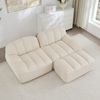 Modulares Ecksofa 2-Sitzer mit Ottoman, Granulierter Fleece, 210 x 165 x 79 cm, Beige Weiß, ohne Montage Bild 4